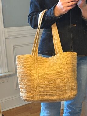 Draper James Coastal Chic Everyday Woven Straw Tote Natural (VGUC)